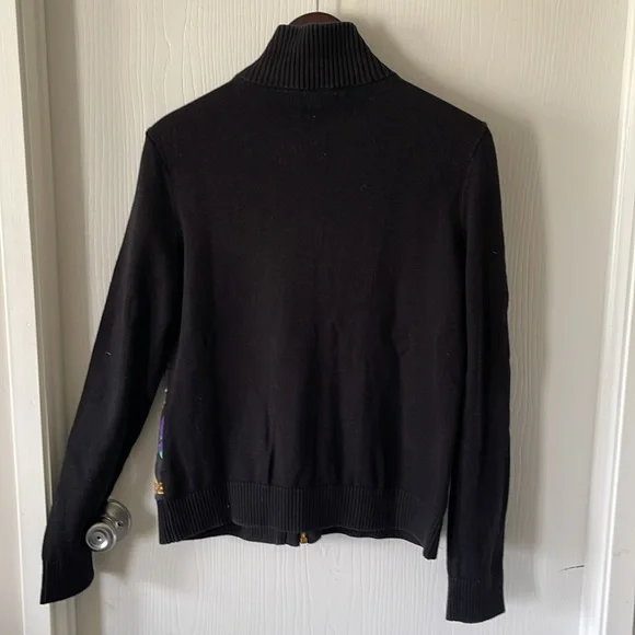 Ralph Lauren Ladies Size Large Black Front Zip Equestrian Sweater - Picture 2 of 5